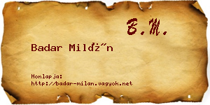 Badar Milán névjegykártya